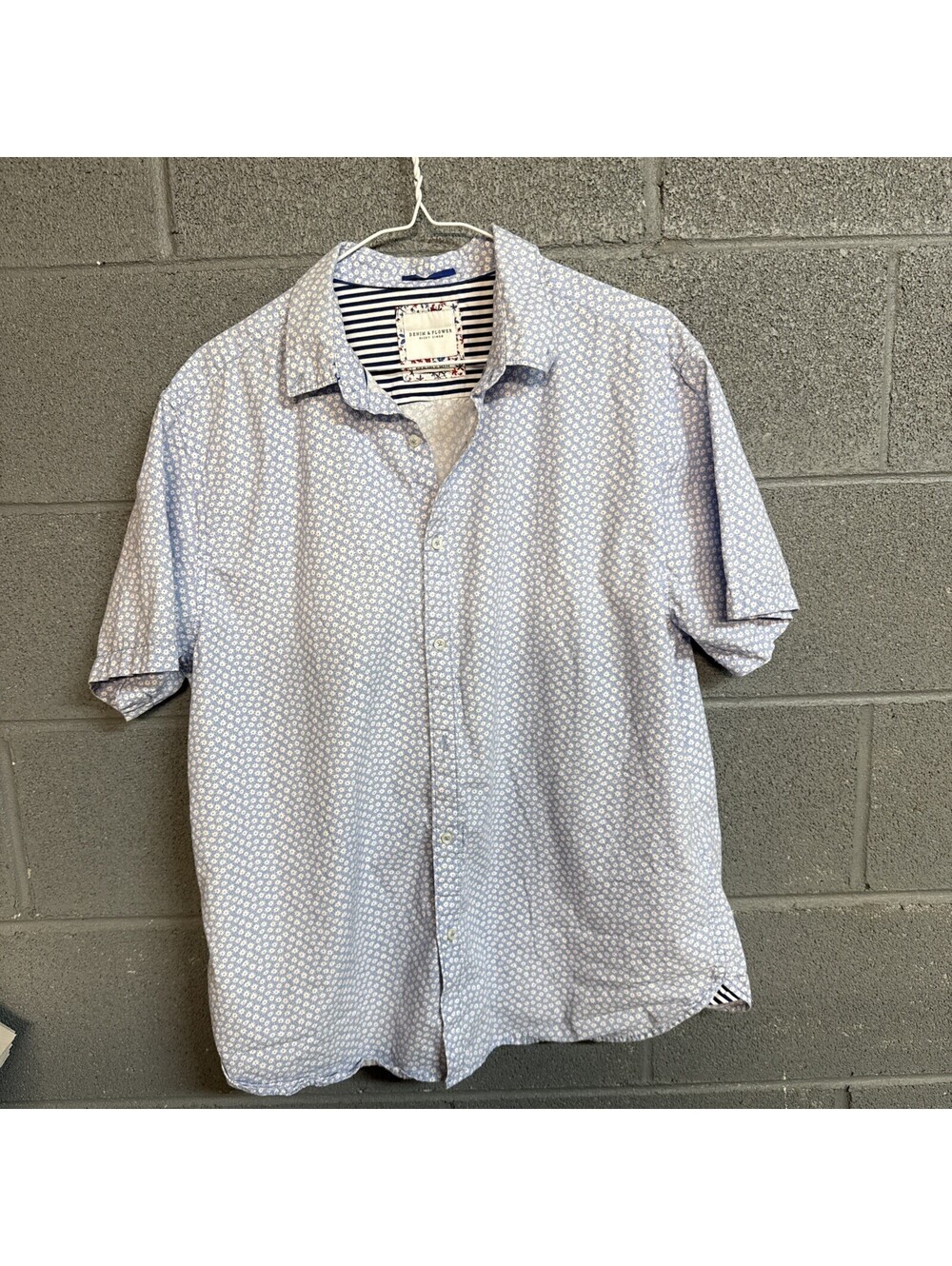 DENIM & FLOWER RICKY SINGH FLORAL SHORT SLEEVE BUTTON DOWN SHIRT MENS SIZE XL